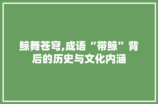 鲸舞苍穹,成语“带鲸”背后的历史与文化内涵