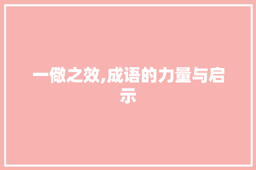 一儆之效,成语的力量与启示