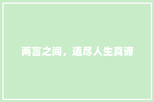 两言之间，道尽人生真谛