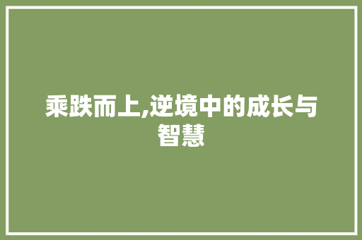 乘跌而上,逆境中的成长与智慧
