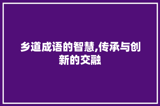乡道成语的智慧,传承与创新的交融