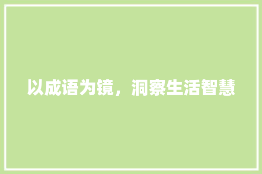 以成语为镜，洞察生活智慧