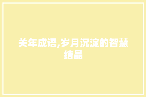 关年成语,岁月沉淀的智慧结晶