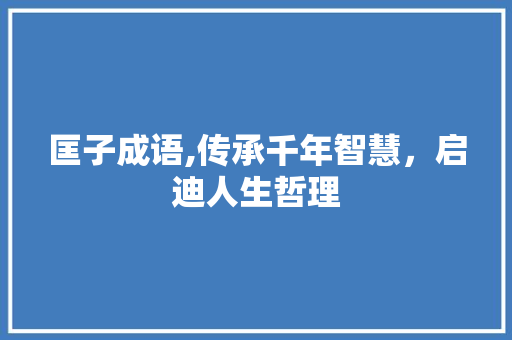 匡子成语,传承千年智慧，启迪人生哲理