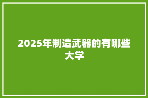 2025年制造武器的有哪些大学