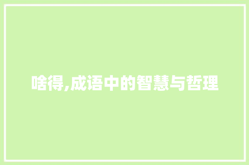 啥得,成语中的智慧与哲理