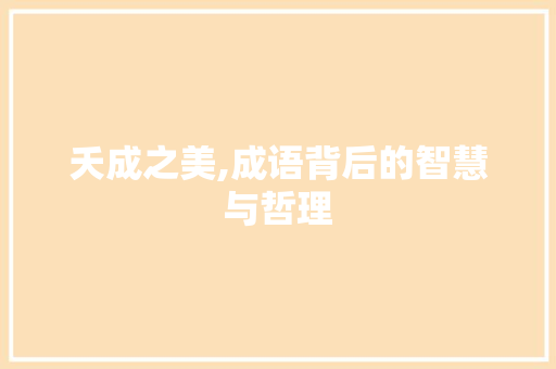 夭成之美,成语背后的智慧与哲理