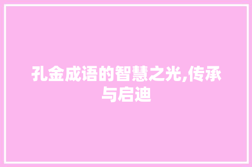 孔金成语的智慧之光,传承与启迪