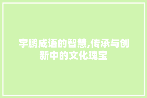 宇鹏成语的智慧,传承与创新中的文化瑰宝