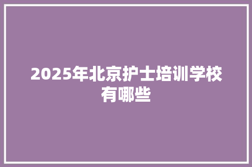 2025年北京护士培训学校有哪些