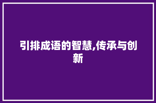 引排成语的智慧,传承与创新