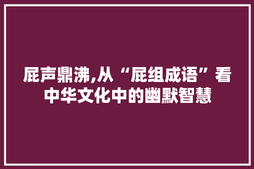 屁声鼎沸,从“屁组成语”看中华文化中的幽默智慧