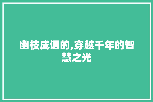 幽枝成语的,穿越千年的智慧之光