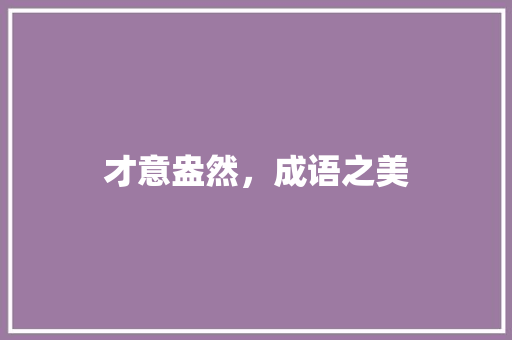 才意盎然，成语之美