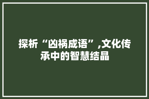 探析“凶祸成语”,文化传承中的智慧结晶