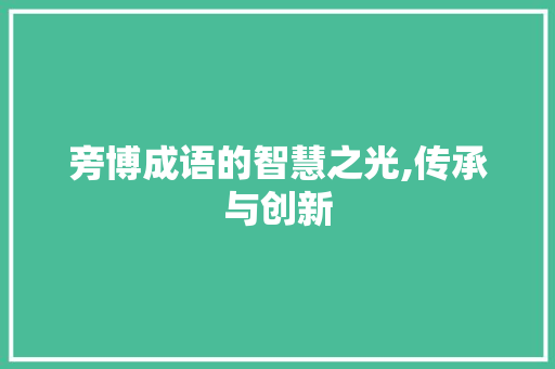 旁博成语的智慧之光,传承与创新
