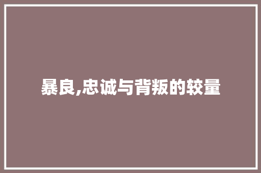 暴良,忠诚与背叛的较量