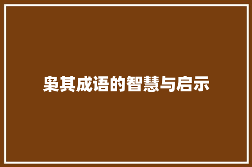 枭其成语的智慧与启示