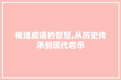椎埋成语的智慧,从历史传承到现代启示
