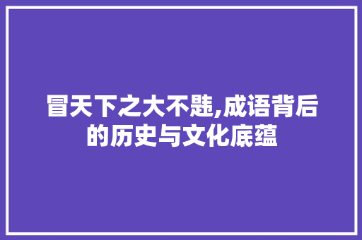 冒天下之大不韪,成语背后的历史与文化底蕴
