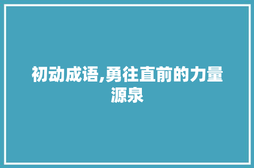 初动成语,勇往直前的力量源泉