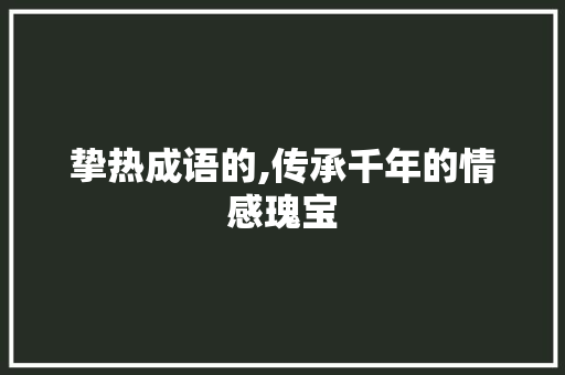 挚热成语的,传承千年的情感瑰宝