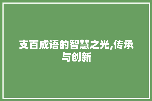 支百成语的智慧之光,传承与创新