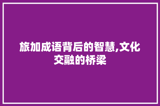 旅加成语背后的智慧,文化交融的桥梁