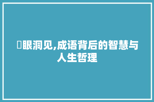汵眼洞见,成语背后的智慧与人生哲理