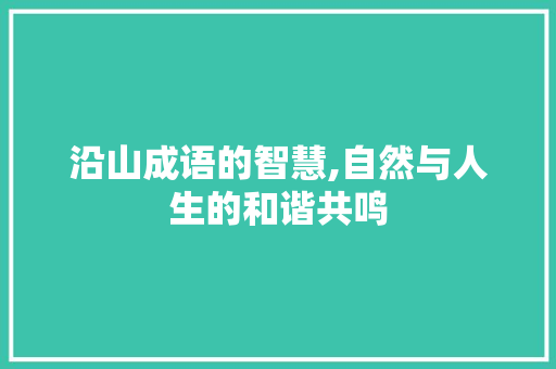 沿山成语的智慧,自然与人生的和谐共鸣