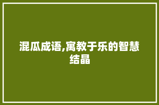 混瓜成语,寓教于乐的智慧结晶