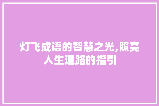 灯飞成语的智慧之光,照亮人生道路的指引