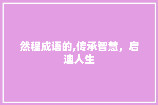 然程成语的,传承智慧，启迪人生