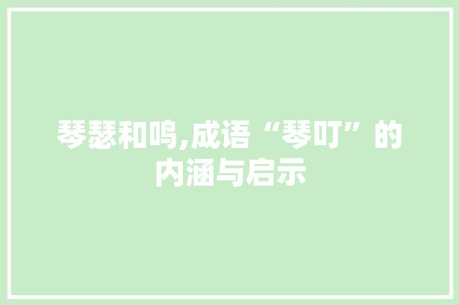 琴瑟和鸣,成语“琴叮”的内涵与启示