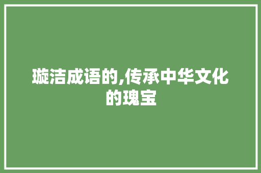 璇洁成语的,传承中华文化的瑰宝