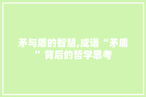 矛与盾的智慧,成语“矛盾”背后的哲学思考