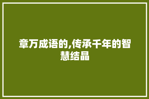 章万成语的,传承千年的智慧结晶