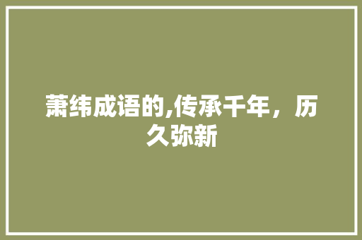 萧纬成语的,传承千年，历久弥新