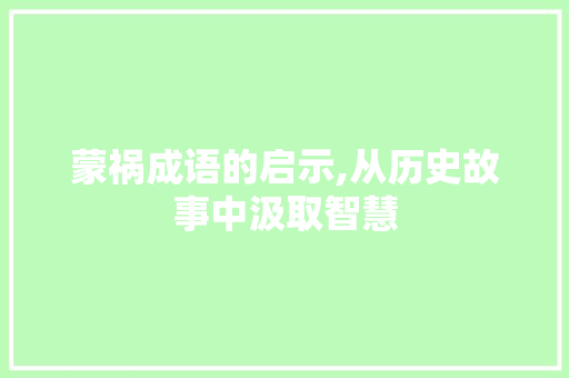 蒙祸成语的启示,从历史故事中汲取智慧