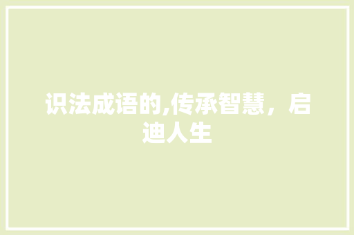 识法成语的,传承智慧，启迪人生