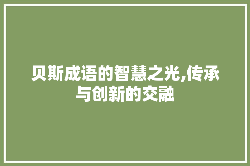 贝斯成语的智慧之光,传承与创新的交融