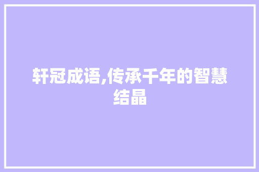轩冠成语,传承千年的智慧结晶