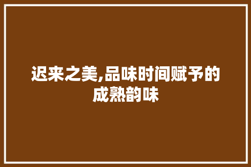 迟来之美,品味时间赋予的成熟韵味