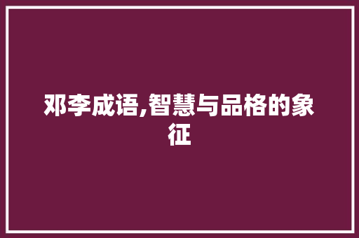 邓李成语,智慧与品格的象征