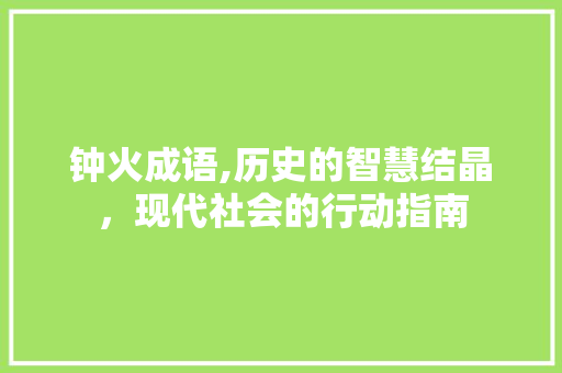 钟火成语,历史的智慧结晶，现代社会的行动指南