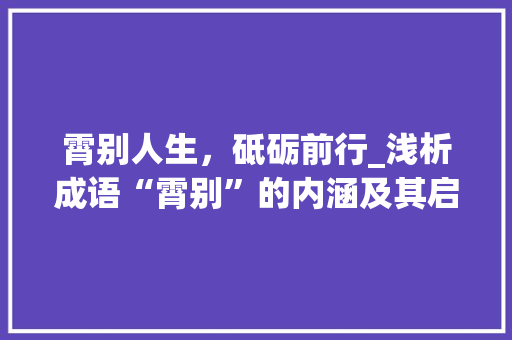 霄别人生，砥砺前行_浅析成语“霄别”的内涵及其启示