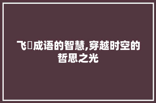 飞臽成语的智慧,穿越时空的哲思之光