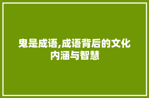 鬼是成语,成语背后的文化内涵与智慧