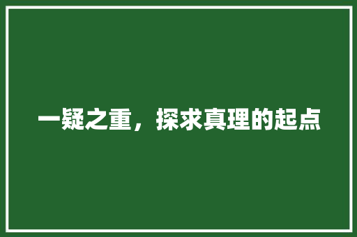 一疑之重，探求真理的起点