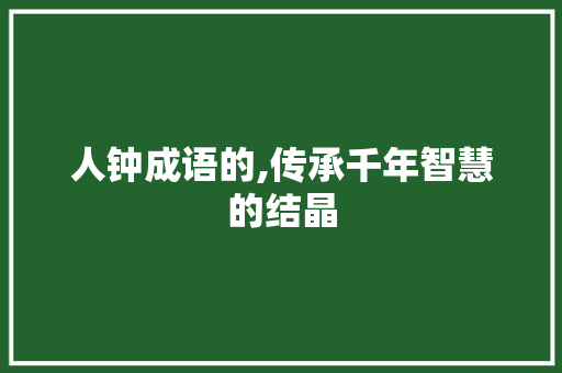 人钟成语的,传承千年智慧的结晶
